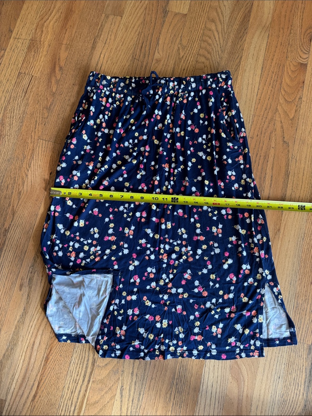 St. John's Bay Navy Floral Midi Skirt with Drawstring Waist medium A376 - Picture 7 of 9
